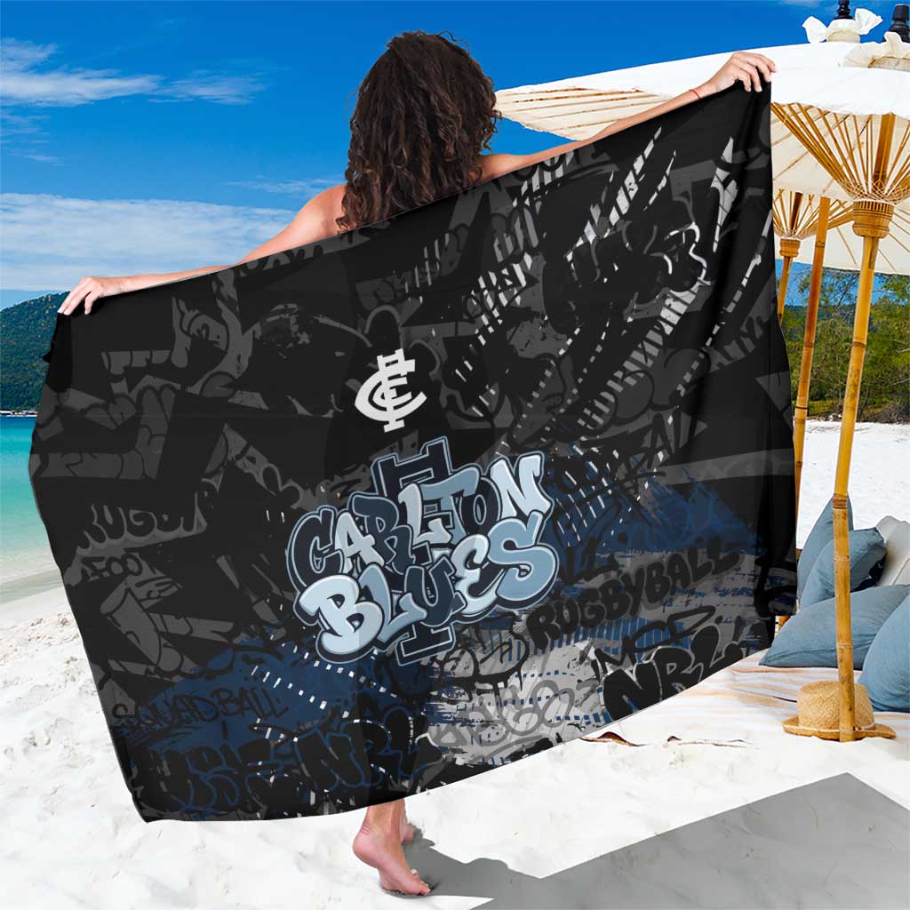 Carlton Blues Sarong Urban Graffiti Street Art - Bold Abstract Spray Paint