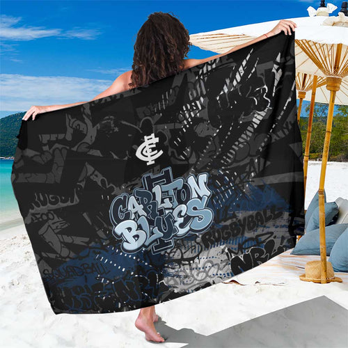 Carlton Blues Sarong Urban Graffiti Street Art - Bold Abstract Spray Paint