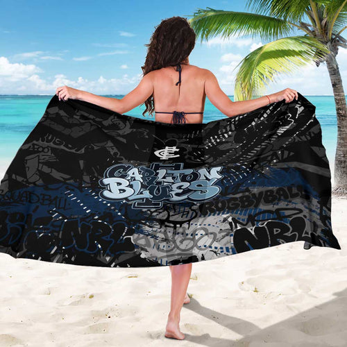 Carlton Blues Sarong Urban Graffiti Street Art - Bold Abstract Spray Paint
