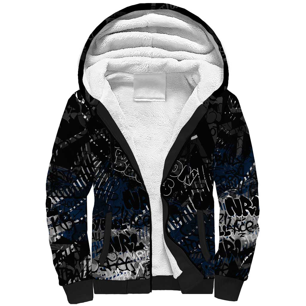 Carlton Blues Sherpa Hoodie Urban Graffiti Street Art - Bold Abstract Spray Paint
