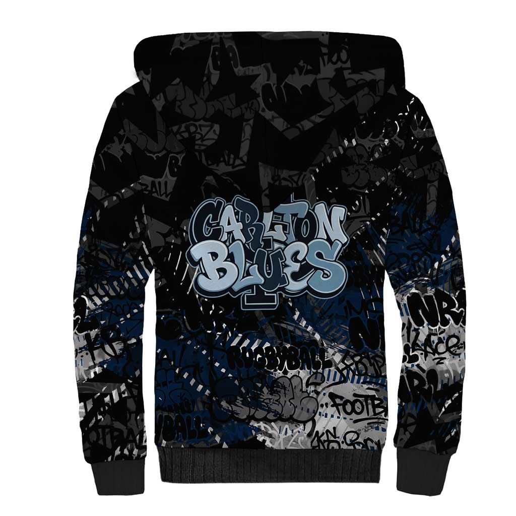 Carlton Blues Sherpa Hoodie Urban Graffiti Street Art - Bold Abstract Spray Paint