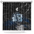 Carlton Blues Shower Curtain Urban Graffiti Street Art - Bold Abstract Spray Paint