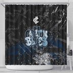 Carlton Blues Shower Curtain Urban Graffiti Street Art - Bold Abstract Spray Paint