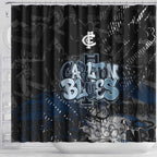 Carlton Blues Shower Curtain Urban Graffiti Street Art - Bold Abstract Spray Paint