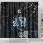 Carlton Blues Shower Curtain Urban Graffiti Street Art - Bold Abstract Spray Paint