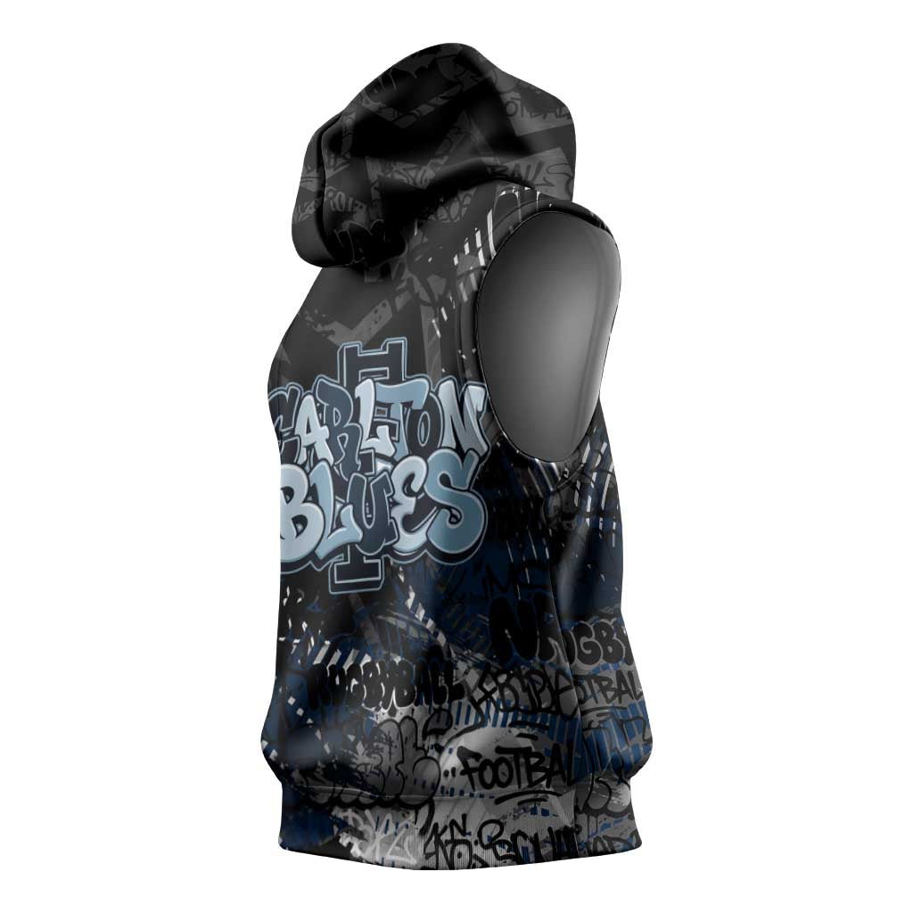 Carlton Blues Sleeveless Hoodie Urban Graffiti Street Art - Bold Abstract Spray Paint