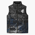 Carlton Blues Sleeveless Puffer Jacket Urban Graffiti Street Art - Bold Abstract Spray Paint