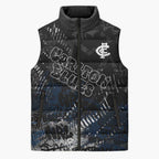 Carlton Blues Sleeveless Puffer Jacket Urban Graffiti Street Art - Bold Abstract Spray Paint