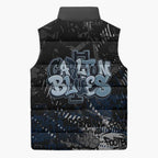 Carlton Blues Sleeveless Puffer Jacket Urban Graffiti Street Art - Bold Abstract Spray Paint
