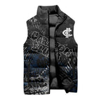 Carlton Blues Sleeveless Puffer Jacket Urban Graffiti Street Art - Bold Abstract Spray Paint