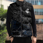 Carlton Blues Sleeveless Puffer Jacket Urban Graffiti Street Art - Bold Abstract Spray Paint