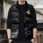 Carlton Blues Sleeveless Puffer Jacket Urban Graffiti Street Art - Bold Abstract Spray Paint