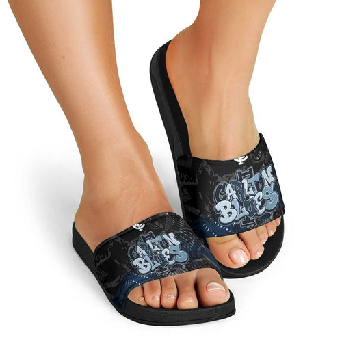 Carlton Blues Slide Sandals Urban Graffiti Street Art - Bold Abstract Spray Paint