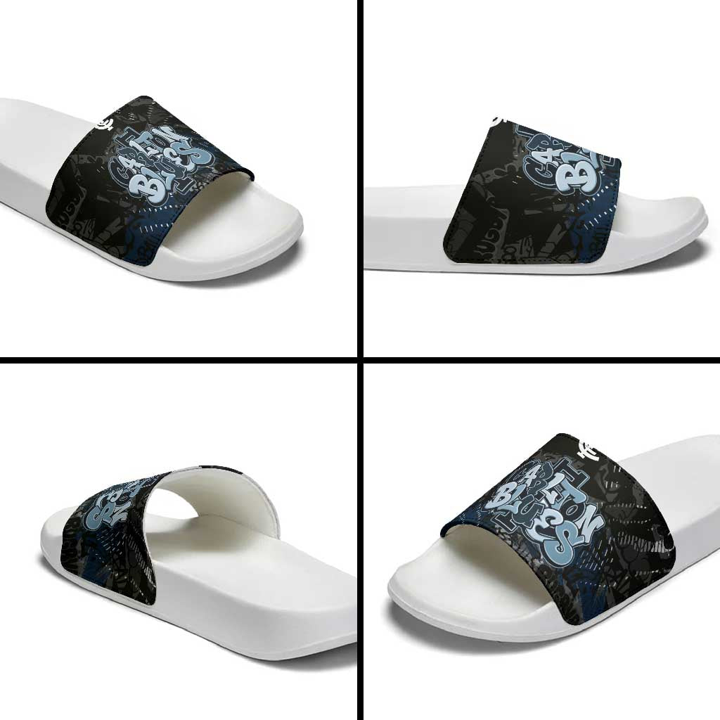 Carlton Blues Slide Sandals Urban Graffiti Street Art - Bold Abstract Spray Paint