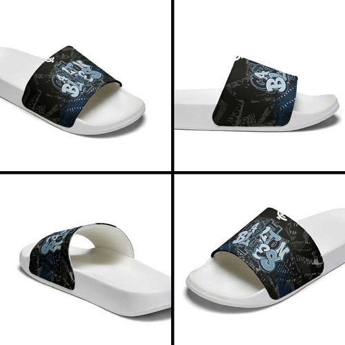 Carlton Blues Slide Sandals Urban Graffiti Street Art - Bold Abstract Spray Paint