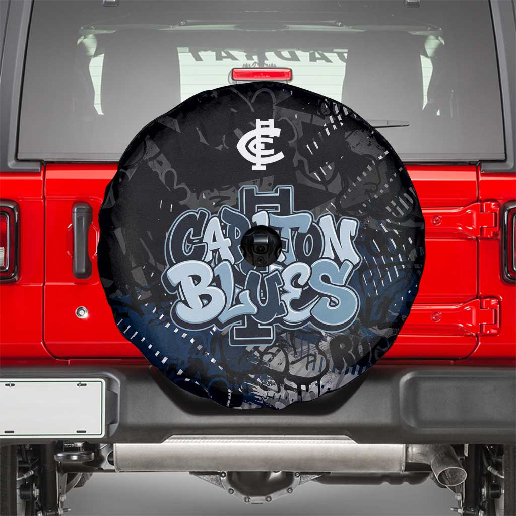 Carlton Blues Spare Tire Cover Urban Graffiti Street Art - Bold Abstract Spray Paint
