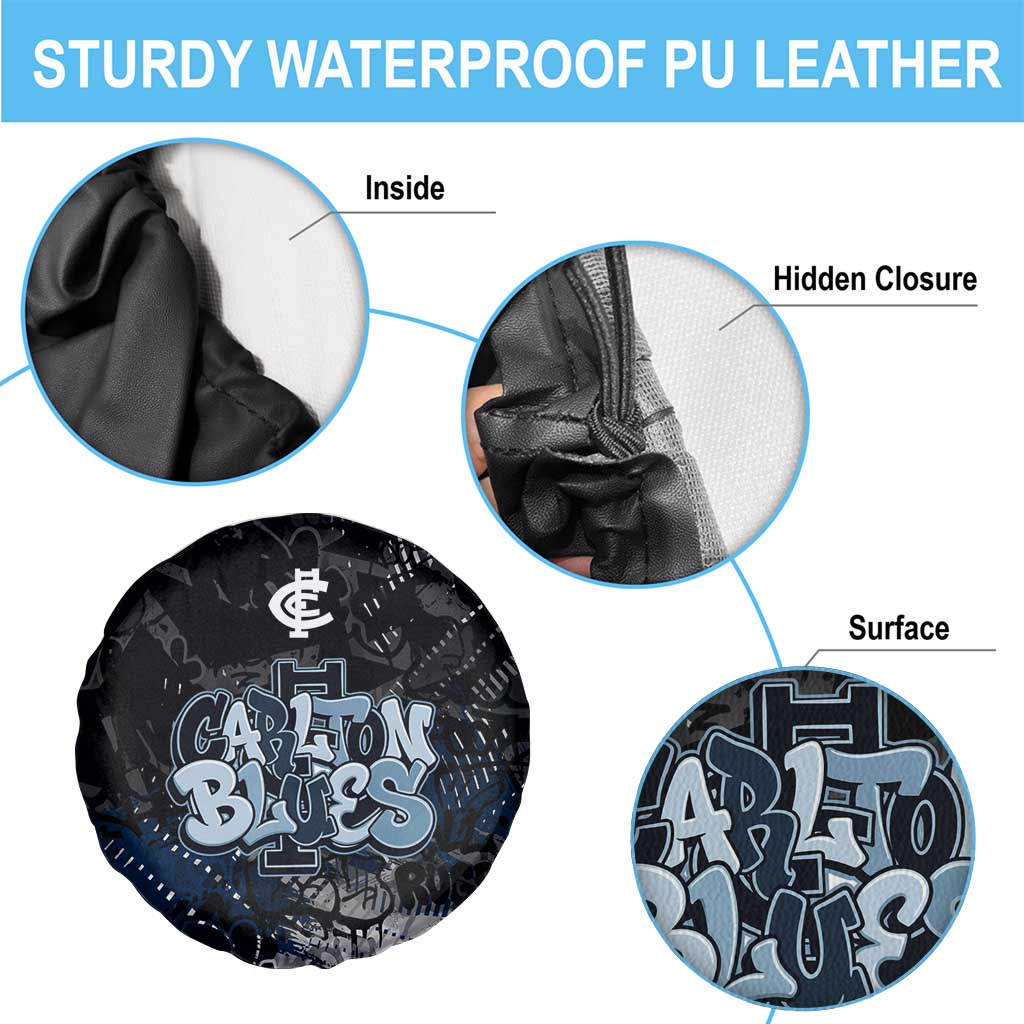 Carlton Blues Spare Tire Cover Urban Graffiti Street Art - Bold Abstract Spray Paint