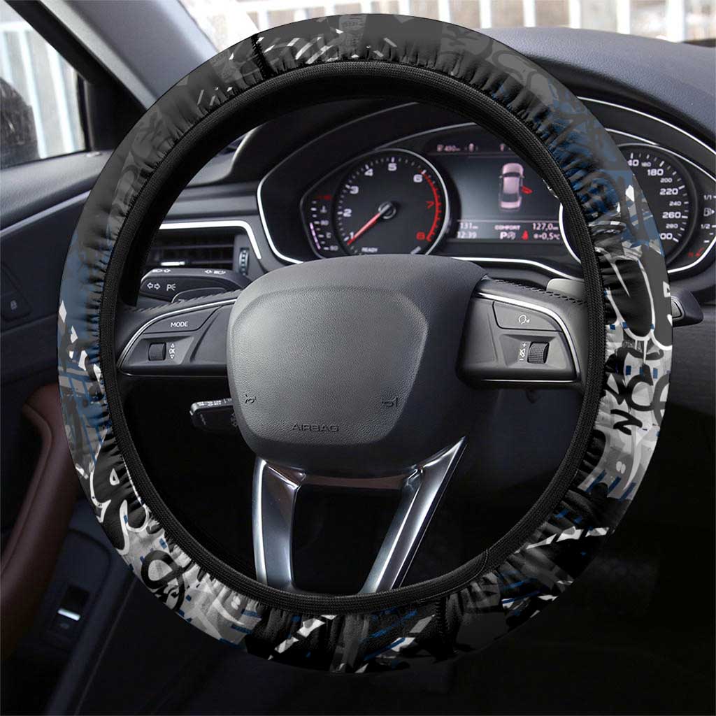 Carlton Blues Steering Wheel Cover Urban Graffiti Street Art - Bold Abstract Spray Paint