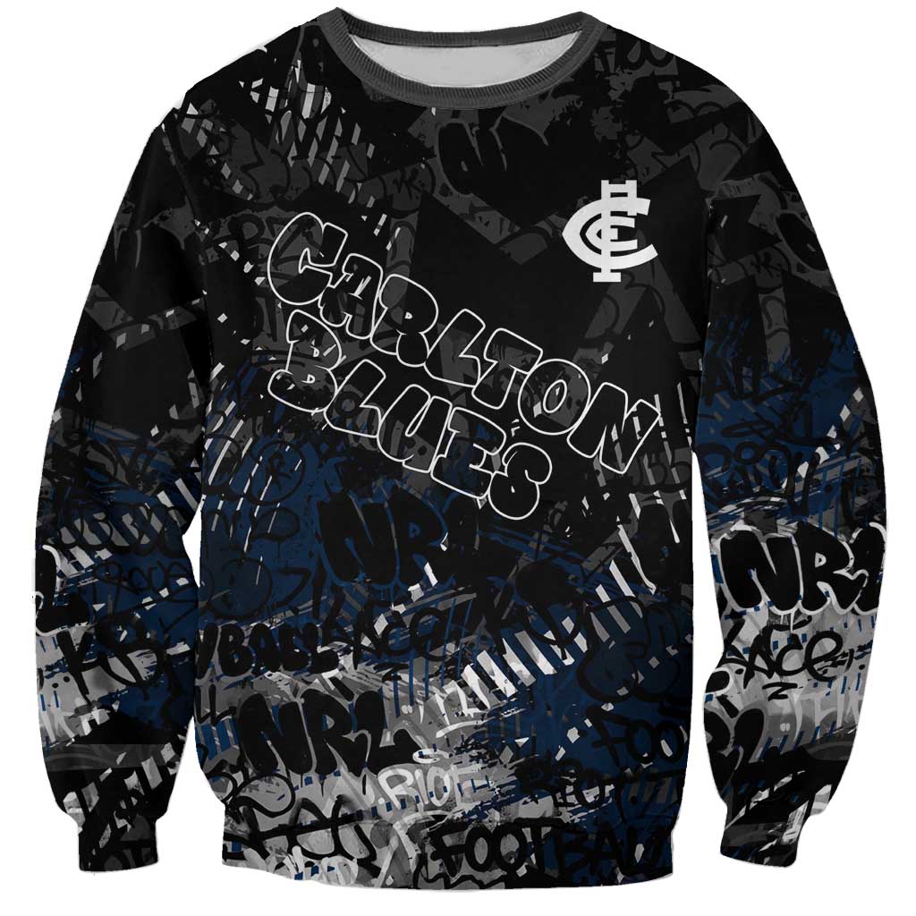 Carlton Blues Sweatshirt Urban Graffiti Street Art - Bold Abstract Spray Paint