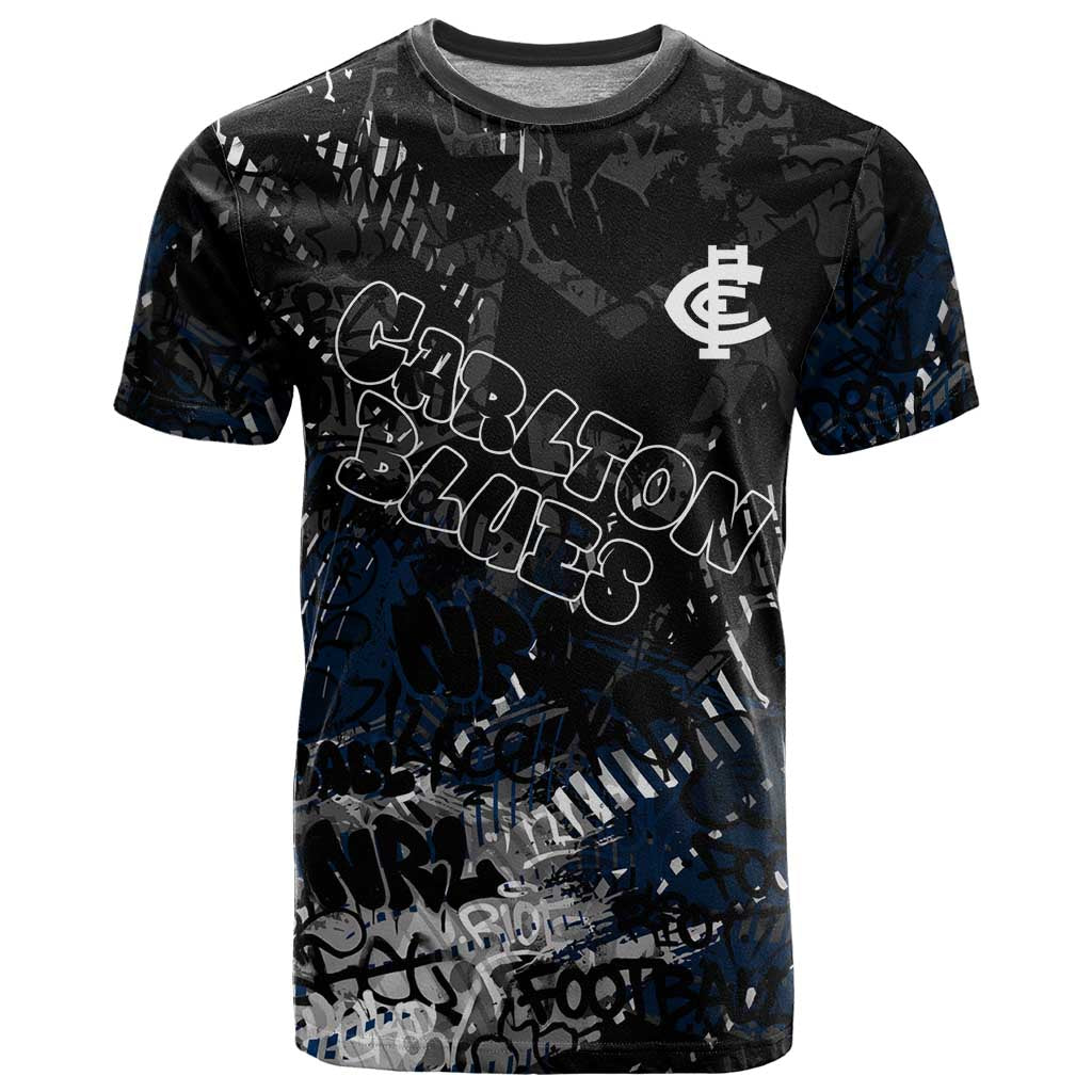 Carlton Blues T Shirt Urban Graffiti Street Art - Bold Abstract Spray Paint