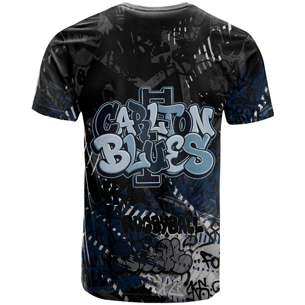 Carlton Blues T Shirt Urban Graffiti Street Art - Bold Abstract Spray Paint