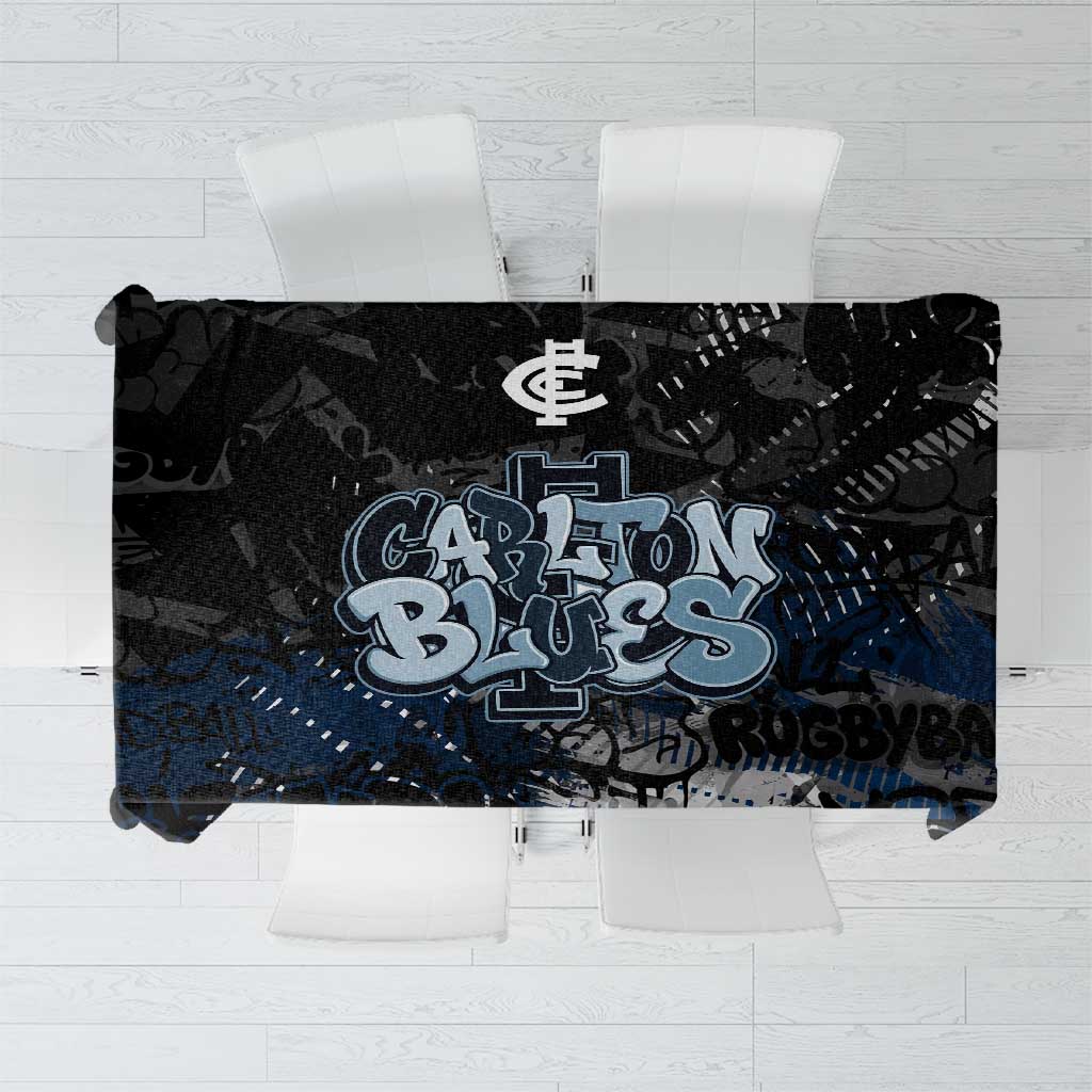 Carlton Blues Tablecloth Urban Graffiti Street Art - Bold Abstract Spray Paint