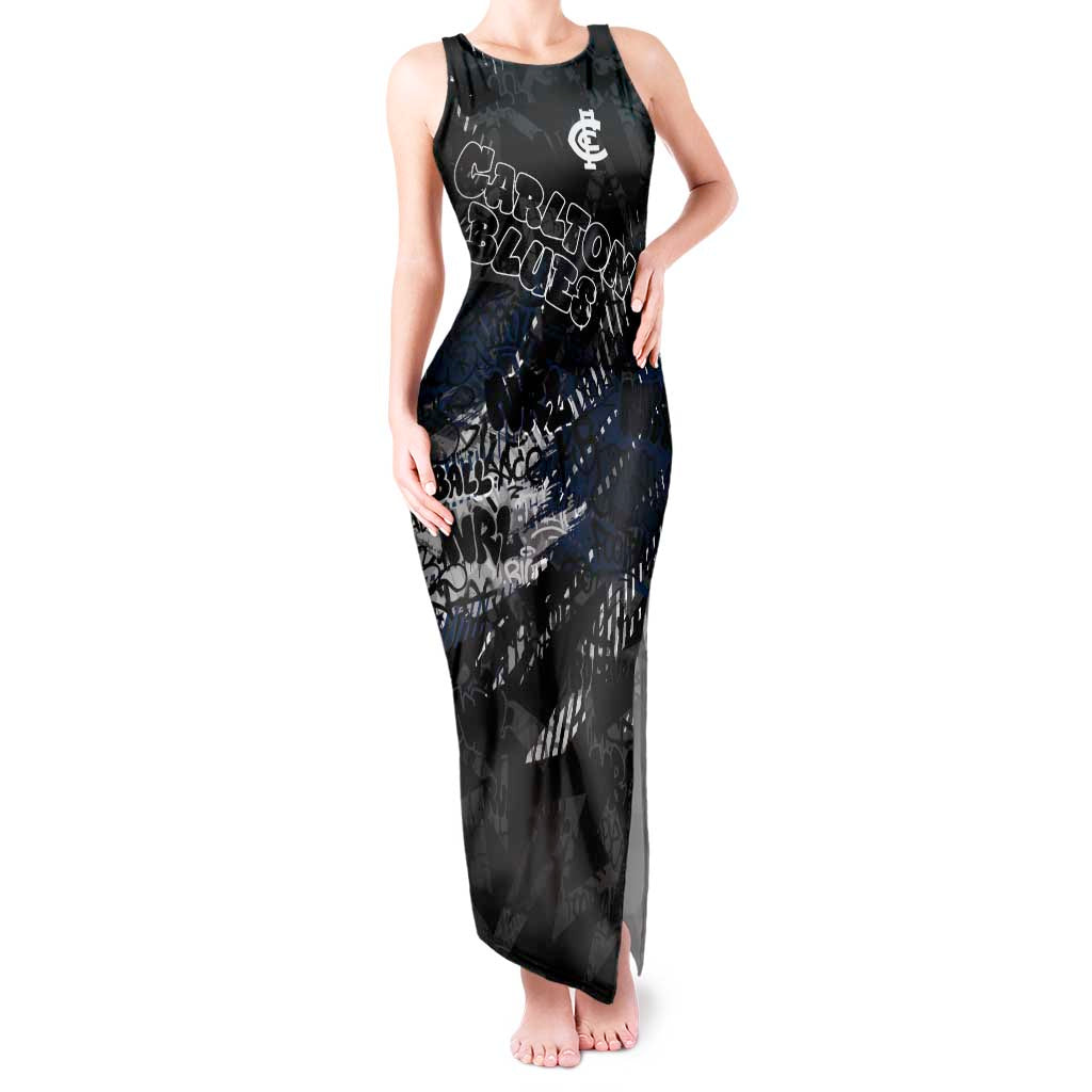 Carlton Blues Tank Maxi Dress Urban Graffiti Street Art - Bold Abstract Spray Paint