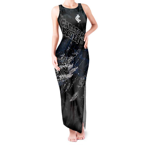 Carlton Blues Tank Maxi Dress Urban Graffiti Street Art - Bold Abstract Spray Paint