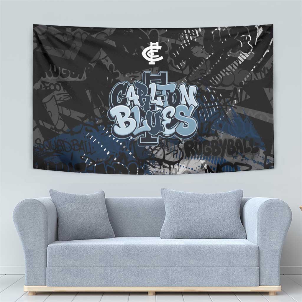 Carlton Blues Tapestry Urban Graffiti Street Art - Bold Abstract Spray Paint