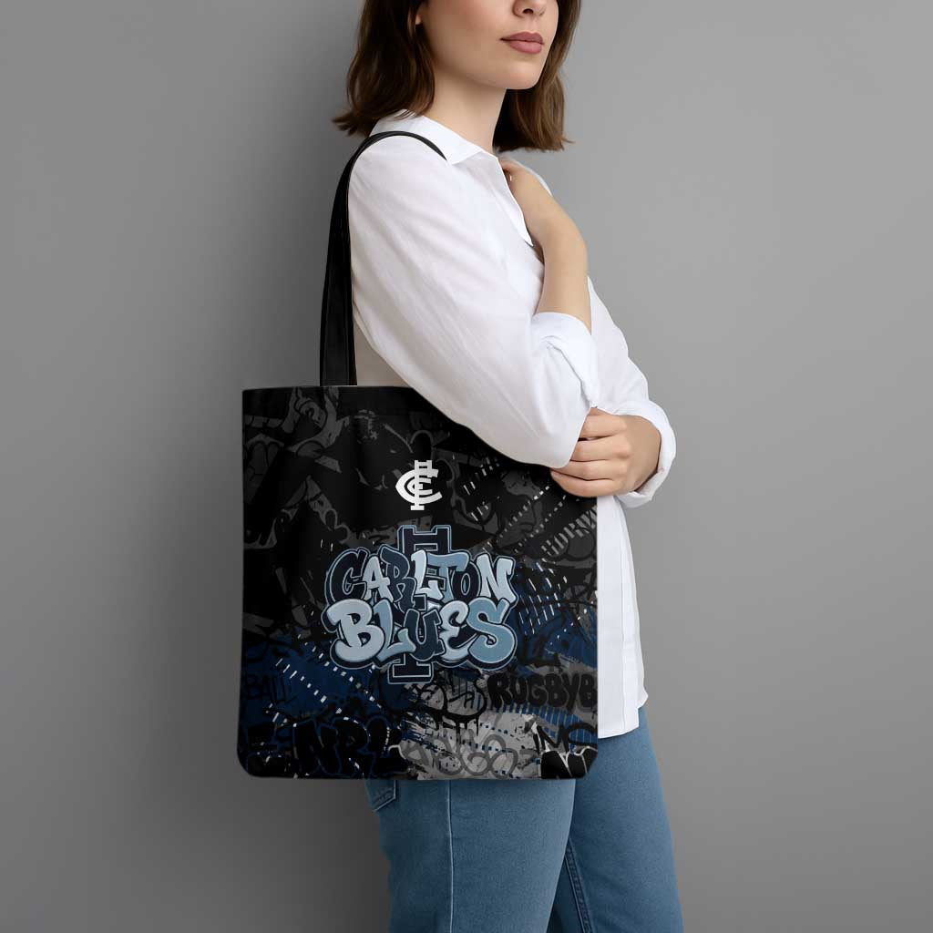 Carlton Blues Tote Bag Urban Graffiti Street Art - Bold Abstract Spray Paint
