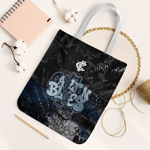 Carlton Blues Tote Bag Urban Graffiti Street Art - Bold Abstract Spray Paint