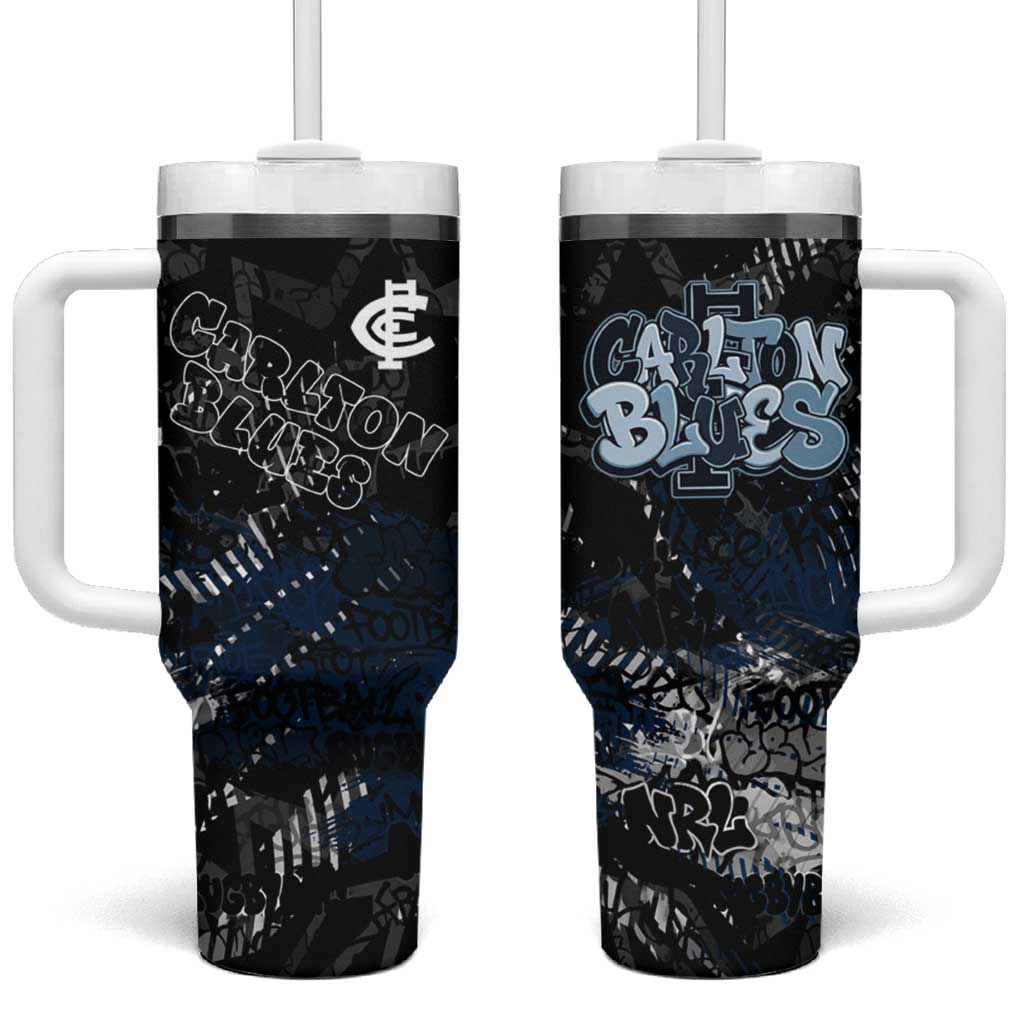 Carlton Blues Tumbler With Handle Urban Graffiti Street Art - Bold Abstract Spray Paint