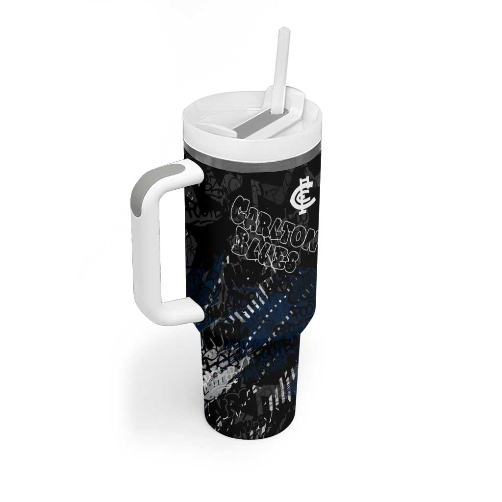 Carlton Blues Tumbler With Handle Urban Graffiti Street Art - Bold Abstract Spray Paint