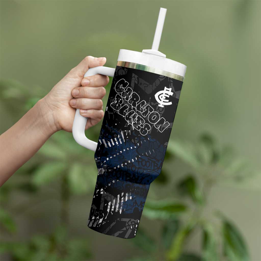 Carlton Blues Tumbler With Handle Urban Graffiti Street Art - Bold Abstract Spray Paint
