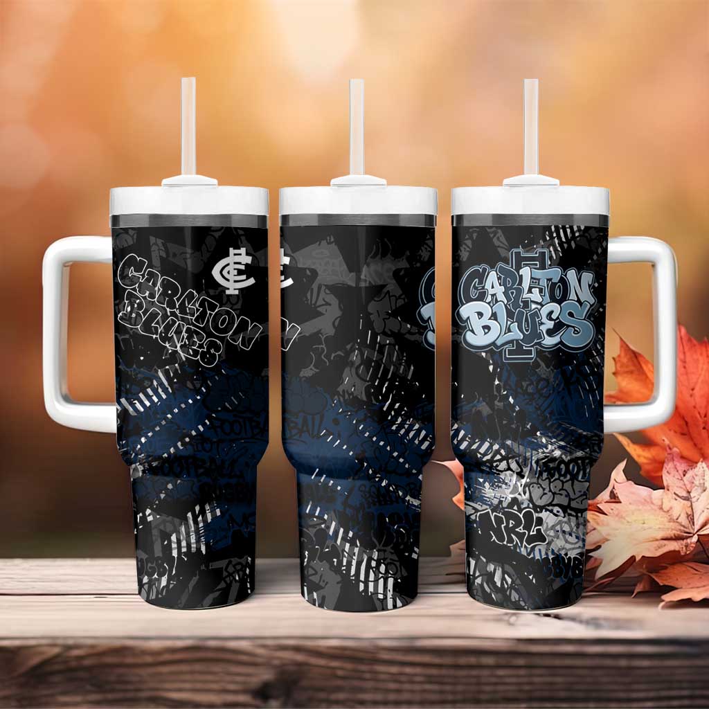 Carlton Blues Tumbler With Handle Urban Graffiti Street Art - Bold Abstract Spray Paint