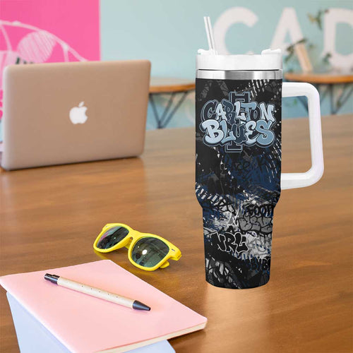 Carlton Blues Tumbler With Handle Urban Graffiti Street Art - Bold Abstract Spray Paint