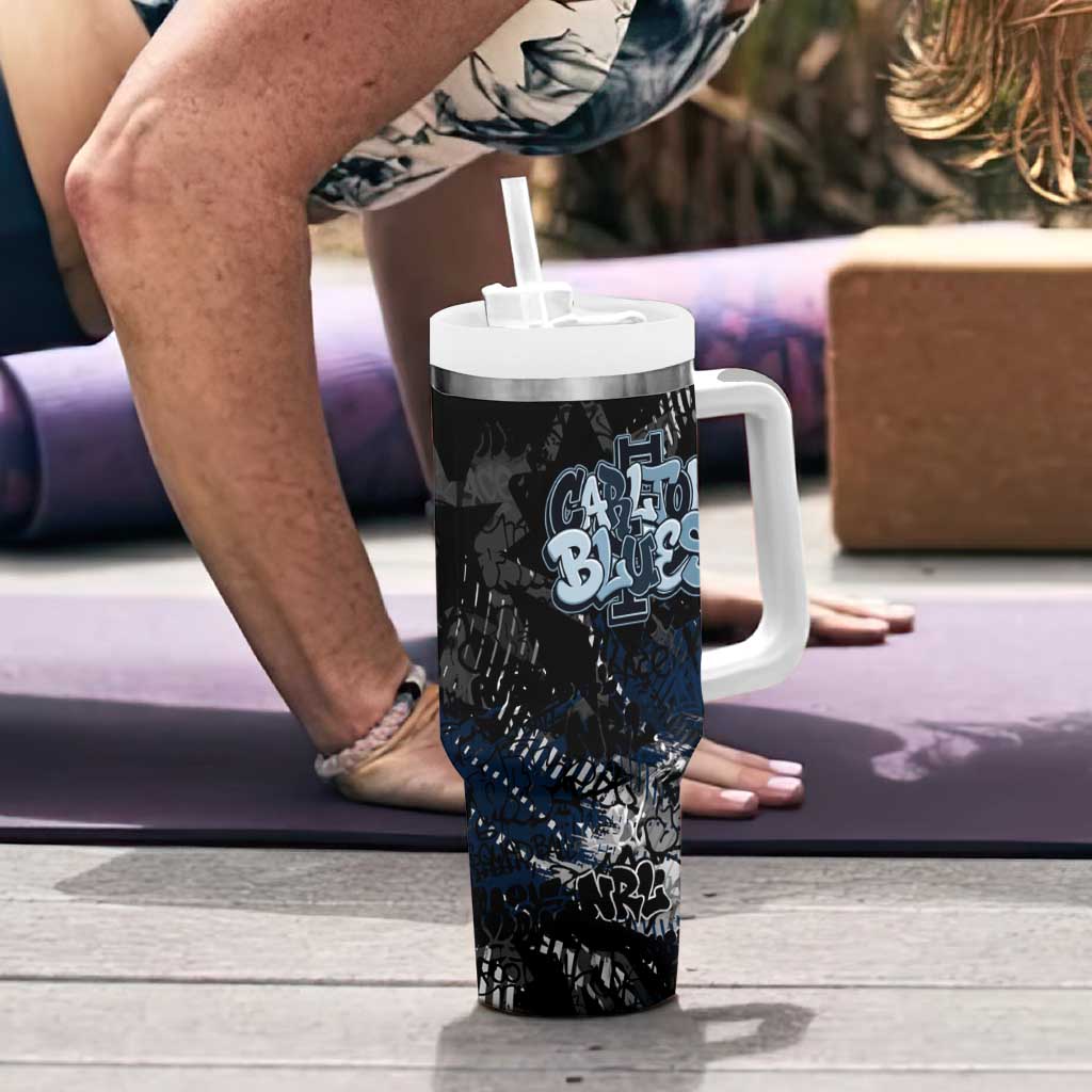 Carlton Blues Tumbler With Handle Urban Graffiti Street Art - Bold Abstract Spray Paint