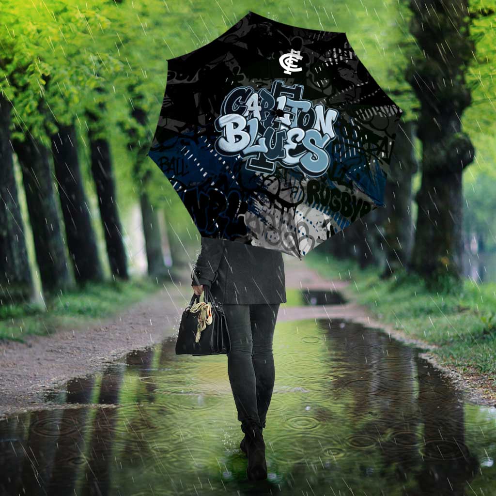 Carlton Blues Umbrella Urban Graffiti Street Art - Bold Abstract Spray Paint