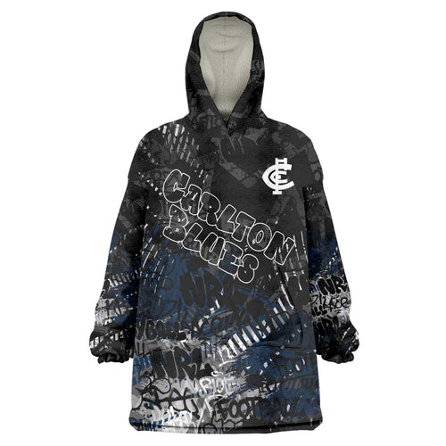 Carlton Blues Wearable Blanket Hoodie Urban Graffiti Street Art - Bold Abstract Spray Paint