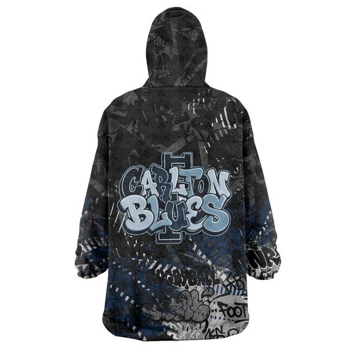 Carlton Blues Wearable Blanket Hoodie Urban Graffiti Street Art - Bold Abstract Spray Paint