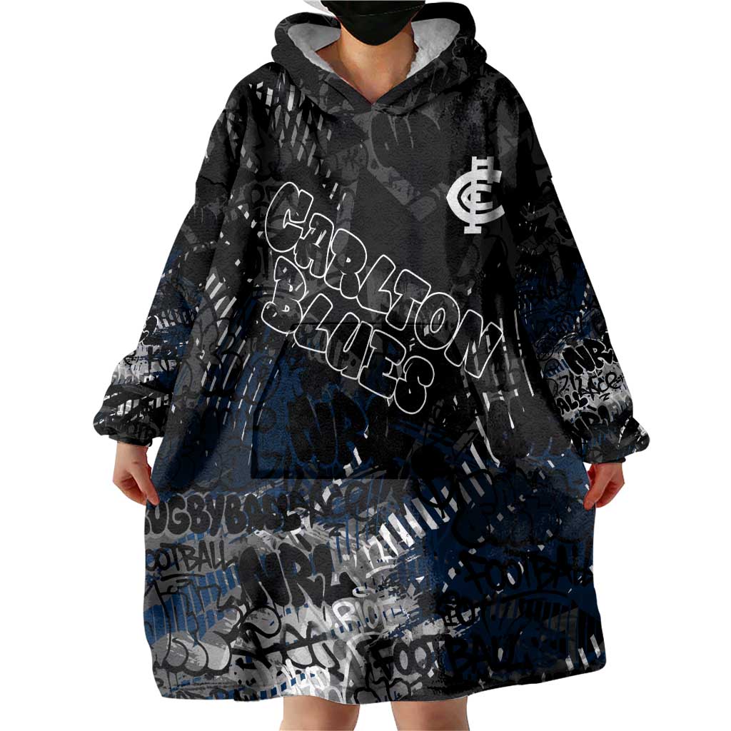 Carlton Blues Wearable Blanket Hoodie Urban Graffiti Street Art - Bold Abstract Spray Paint