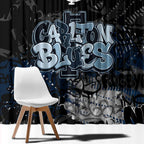 Carlton Blues Window Curtain Urban Graffiti Street Art - Bold Abstract Spray Paint