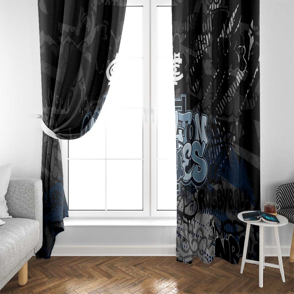 Carlton Blues Window Curtain Urban Graffiti Street Art - Bold Abstract Spray Paint