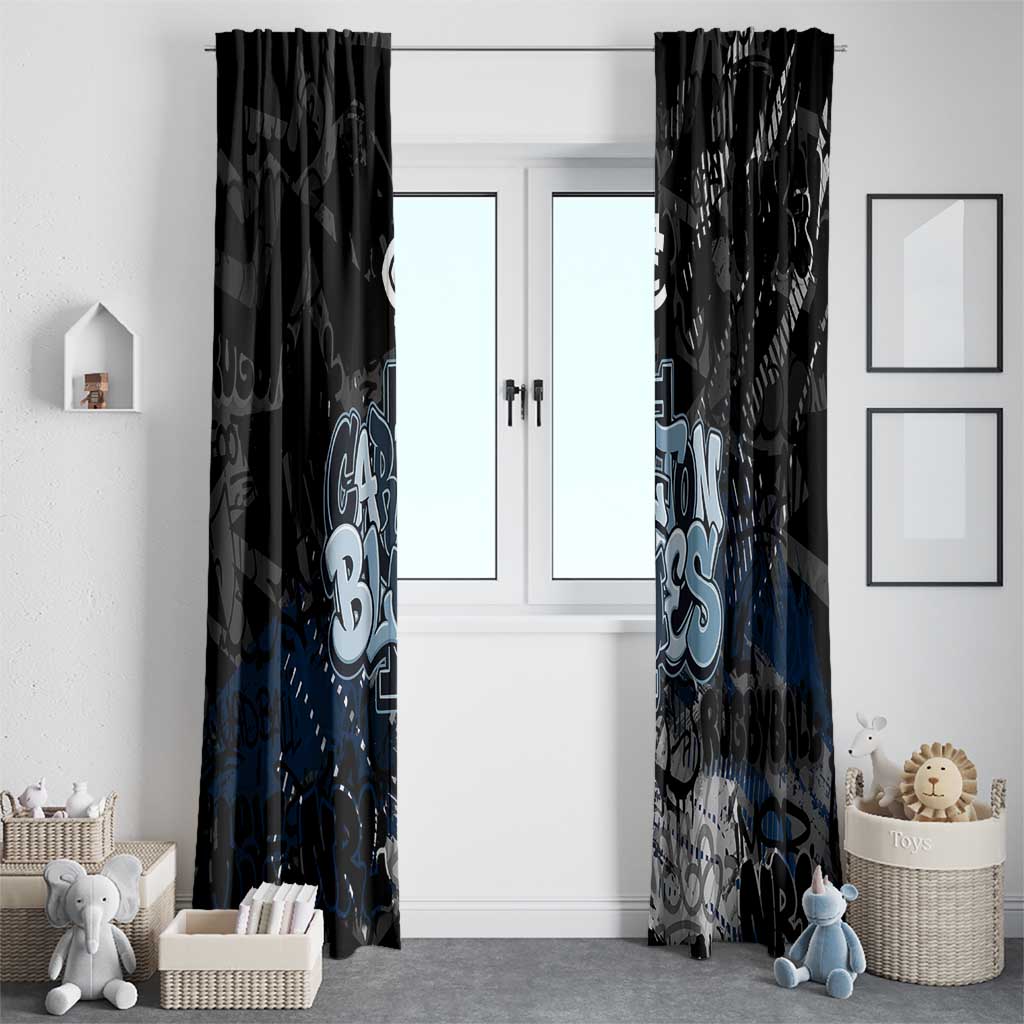 Carlton Blues Window Curtain Urban Graffiti Street Art - Bold Abstract Spray Paint