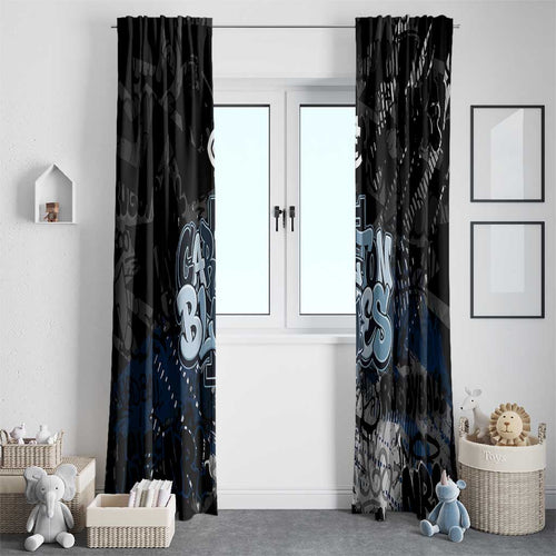 Carlton Blues Window Curtain Urban Graffiti Street Art - Bold Abstract Spray Paint