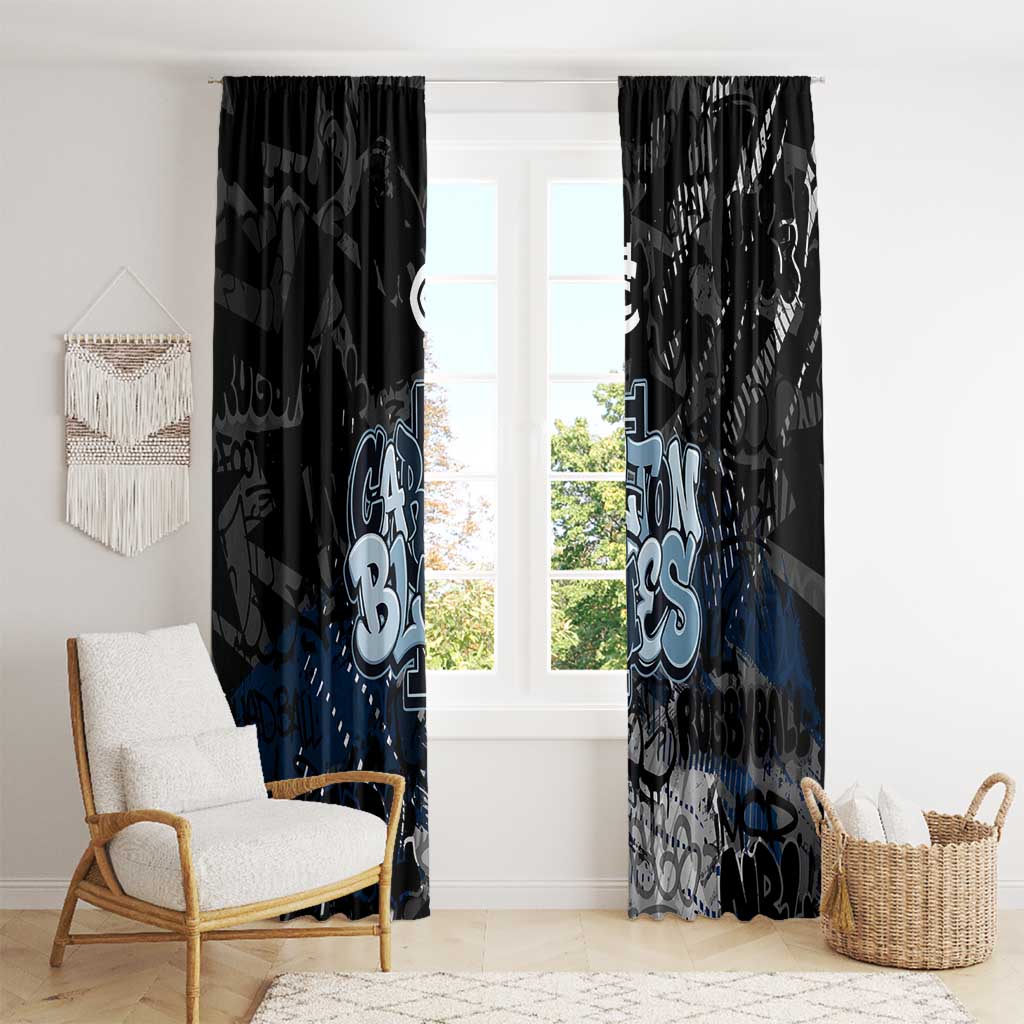 Carlton Blues Window Curtain Urban Graffiti Street Art - Bold Abstract Spray Paint