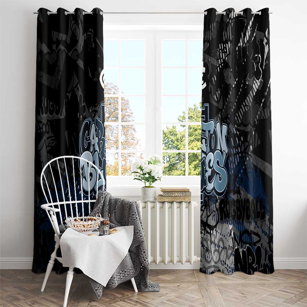 Carlton Blues Window Curtain Urban Graffiti Street Art - Bold Abstract Spray Paint