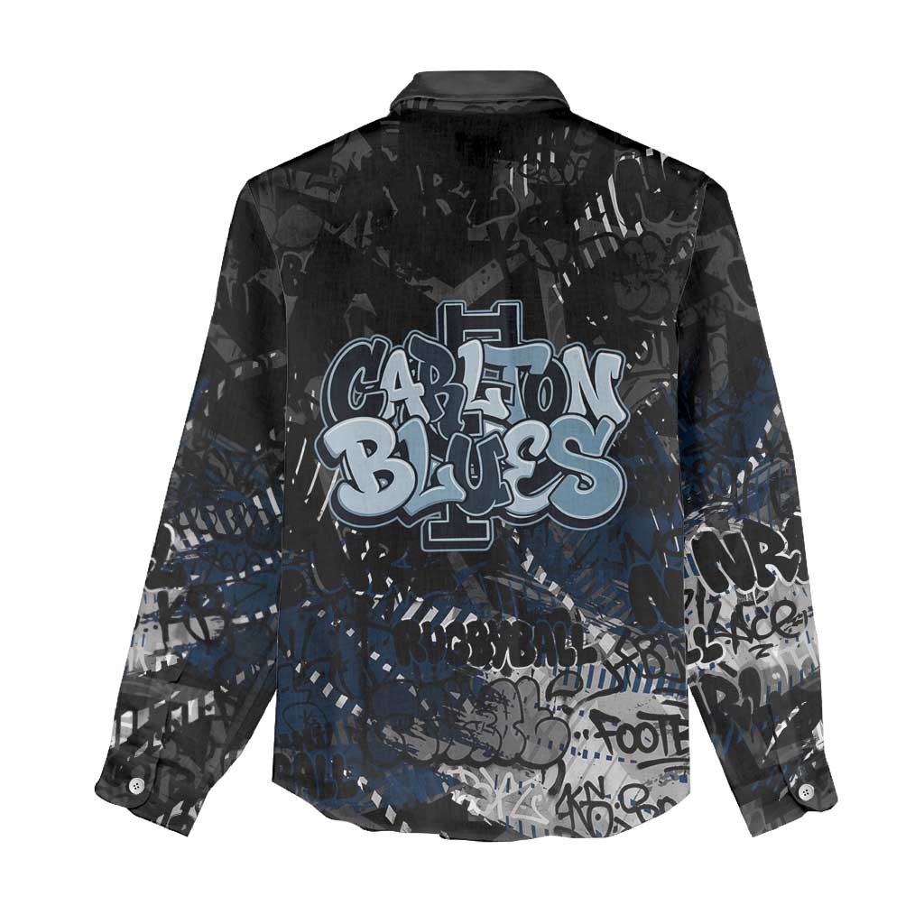 Carlton Blues Women Casual Shirt Urban Graffiti Street Art - Bold Abstract Spray Paint