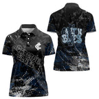 Carlton Blues Women Polo Shirt Urban Graffiti Street Art - Bold Abstract Spray Paint