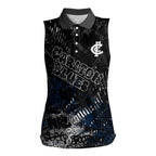 Carlton Blues Women Sleeveless Polo Shirt Urban Graffiti Street Art - Bold Abstract Spray Paint